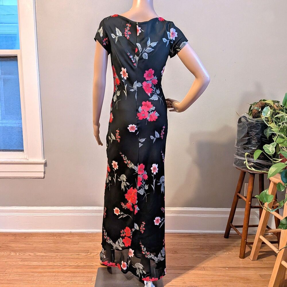 Vintage 90s Jonathan Martin Floral Maxi Dress Cottagecore Whimsygoth Size 5 - Picture 4 of 9